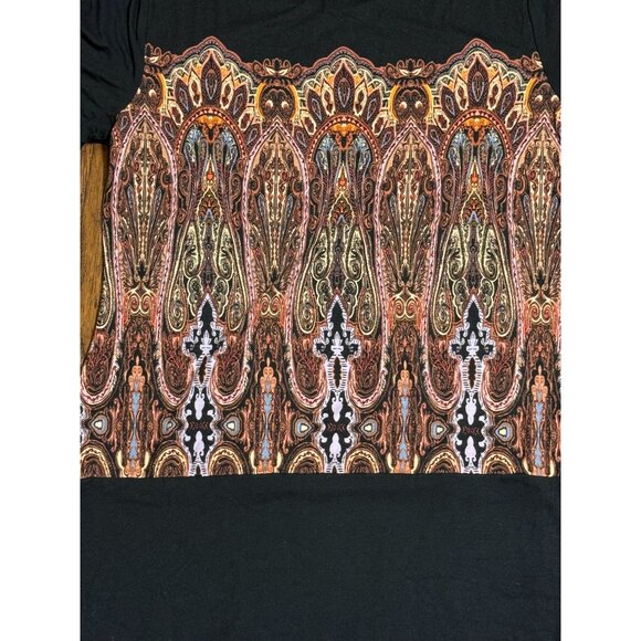 Cache Womens Top Blouse Size M Black Brown Blue Gold stones Chains Fairy Boho - Picture 7 of 8